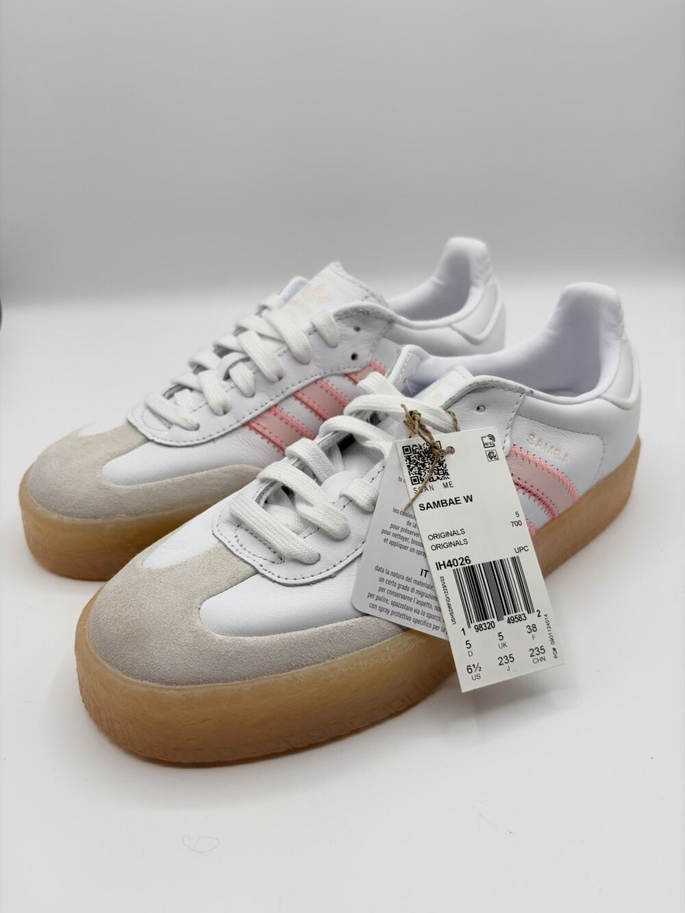 adidas Sambae W Shoes Sneakers Women Cloud White / Sandy Pink / Red Sz 6.5 NWT